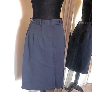 90s straight high waisted Harve Benard blue wool pencil skirt vintage